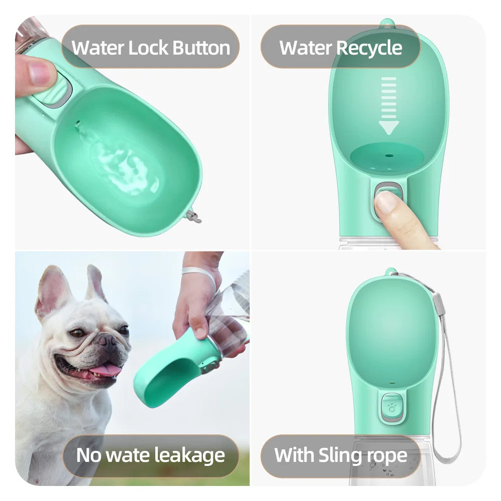 Botella de Agua Portátil con Bebedero para Mascotas