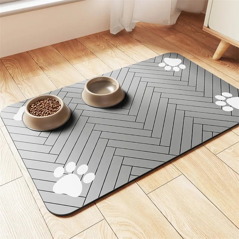 Alfombra Absorbente y Antideslizante para Platos de Mascotas